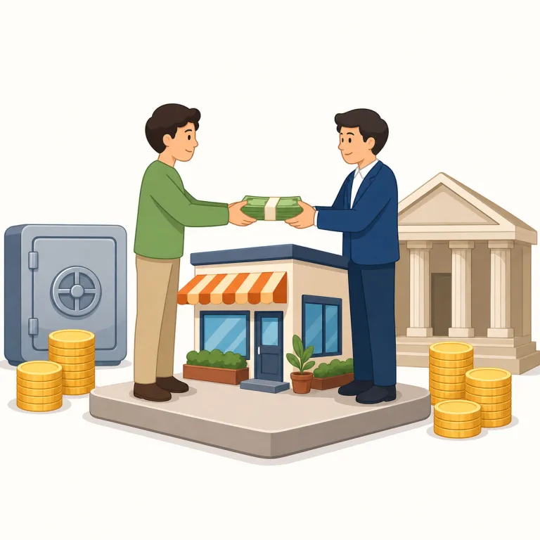 bankable（融資価値のある・形容詞）の覚え方イラスト — bank + -able と見て、「銀行がOKを出せる」と捉えると覚えやすいです