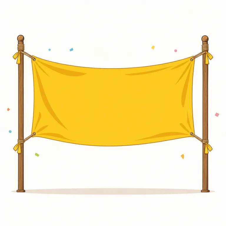 banner（横断幕、旗、バナー広告・名詞）の覚え方イラスト — banner は「目立つように大きく掲げる表示」とまとめて覚えると定着しやすい