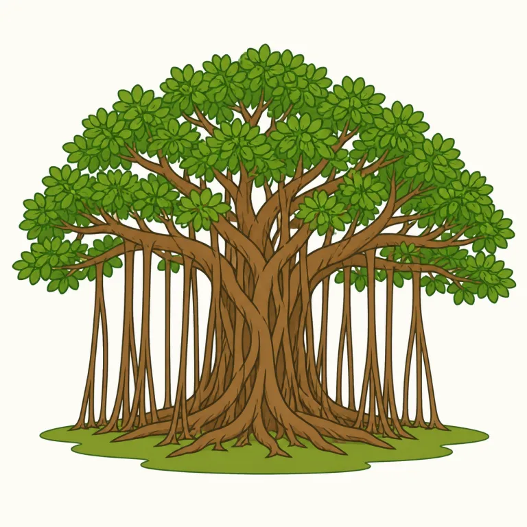 banyan（ガジュマル・noun）の覚え方イラスト
