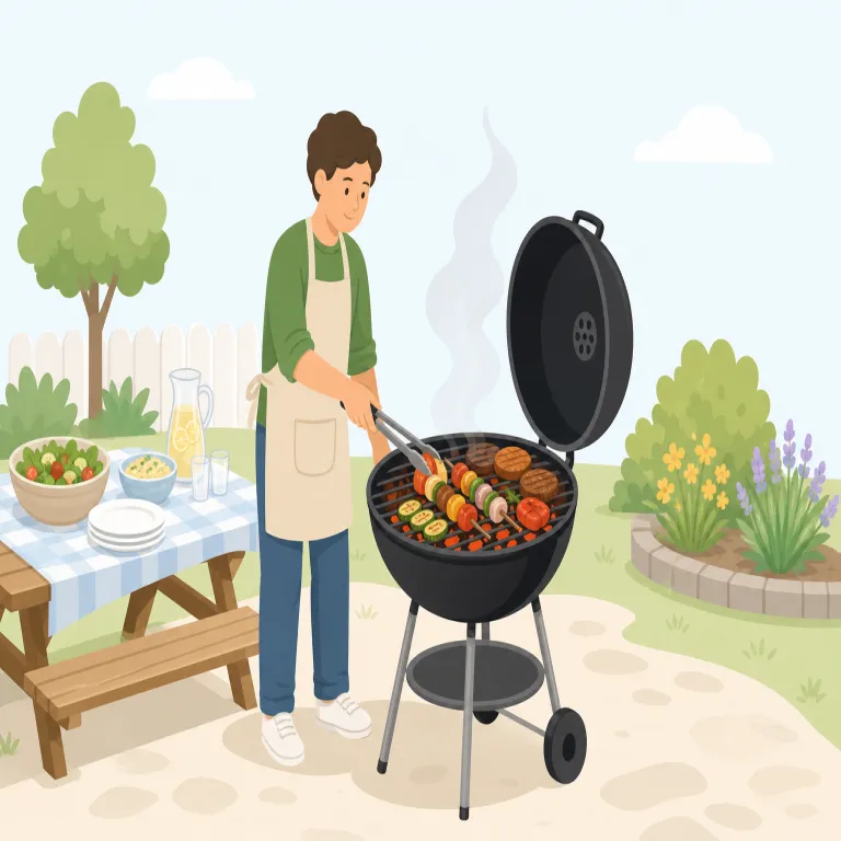 barbecue（バーベキュー・名詞）の覚え方イラスト