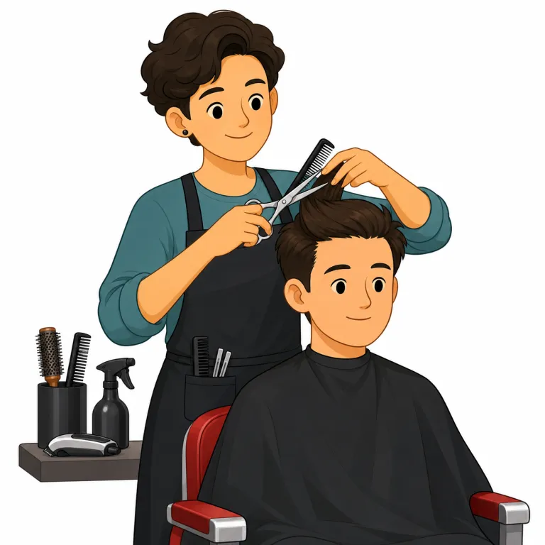 barber（理容師・名詞）の覚え方イラスト — barber を「理容師」として覚えるときは、barb- から beard（ひげ）を連想し、語尾 -er を「その仕事をする人」と見ると整理しやすいです