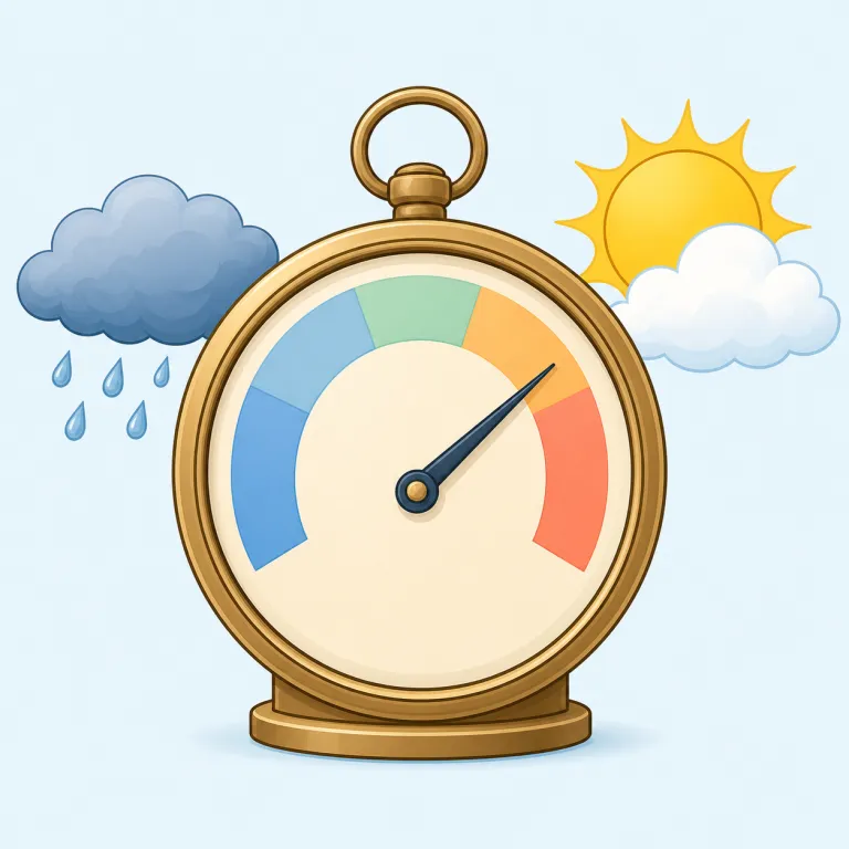 barometric（気圧の・形容詞）の覚え方イラスト — barometer（気圧計）を知っていれば、barometric はその形容詞版だと捉えると覚えやすいです