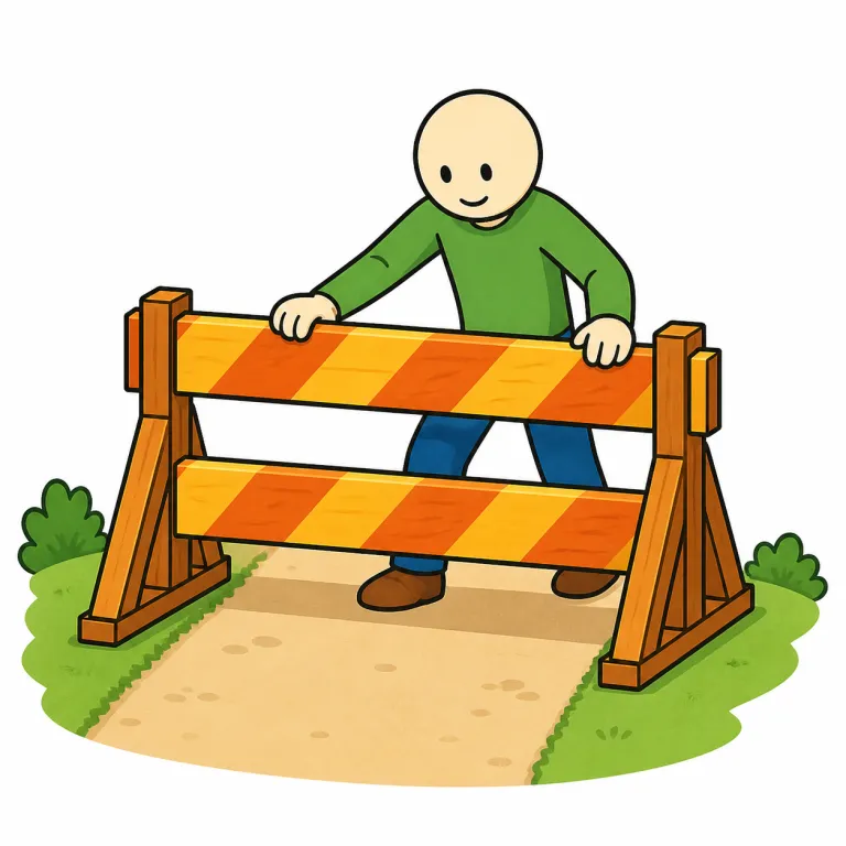 barricade（封鎖する・verb）の覚え方イラスト