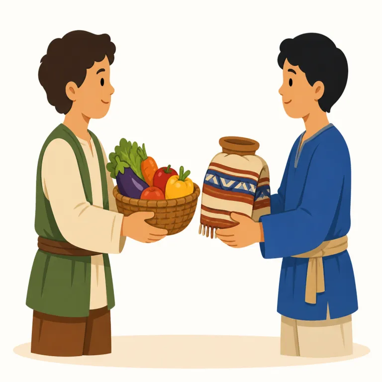 barter（物々交換・動詞）の覚え方イラスト — barter はまず簡単な trade（売買する）や exchange（交換する）と結びつけると覚えやすいです