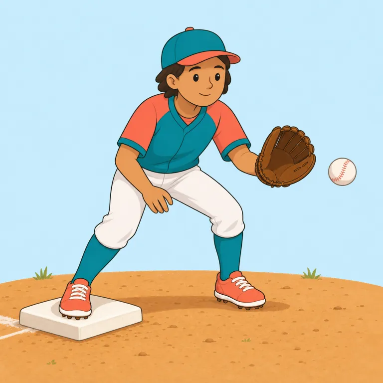 baseman（塁手・名詞）の覚え方イラスト — base はまず「ベース・拠点」、man は「人」と捉え、「塁に付いて守る人」と置くと入りやすい単語です