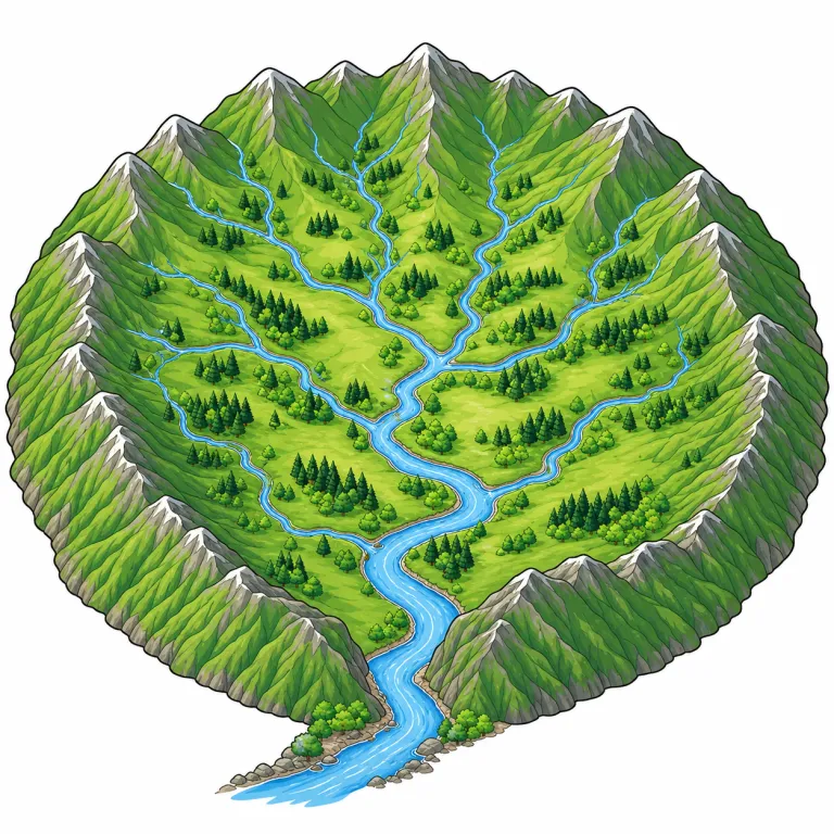 basin（流域・noun）の覚え方イラスト