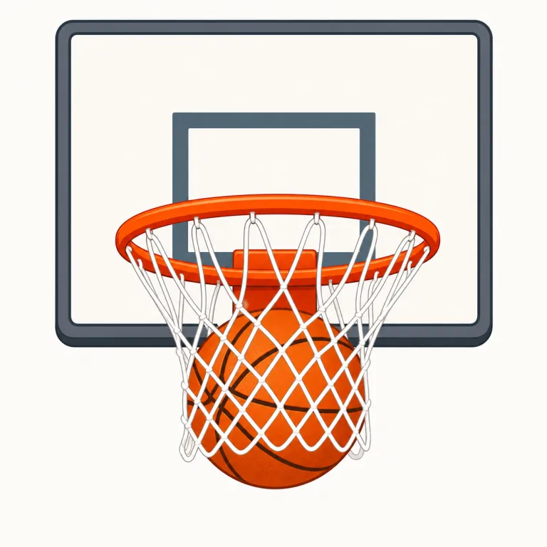 basket（かご・名詞）の覚え方イラスト — basket は basketball の basket を思い出すと定着しやすい語