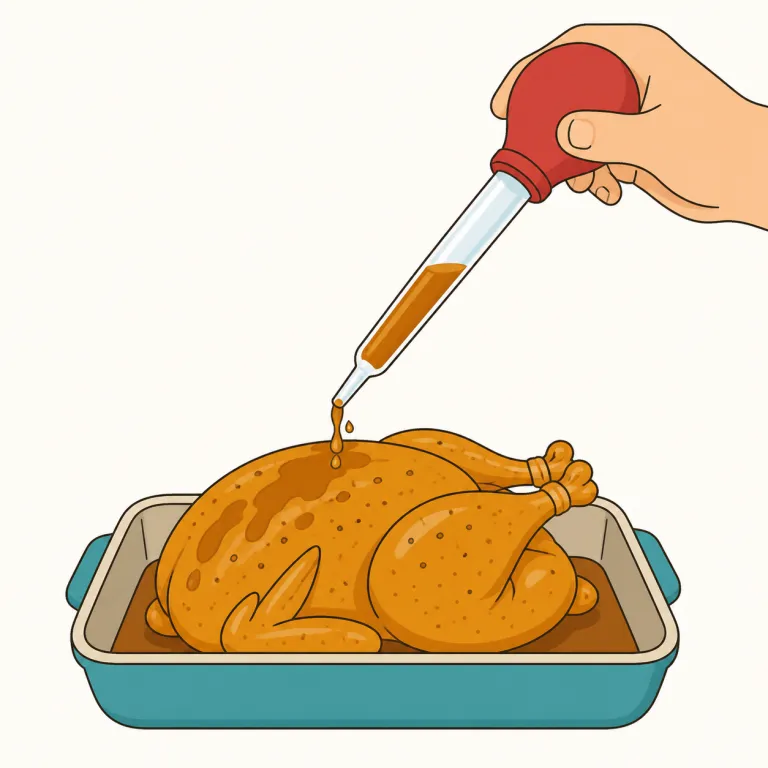 baster（肉汁かけ器・noun）の覚え方イラスト