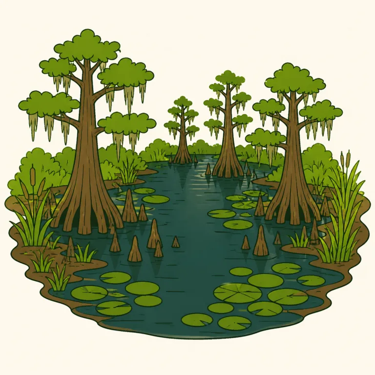 bayou（沼地・noun）の覚え方イラスト