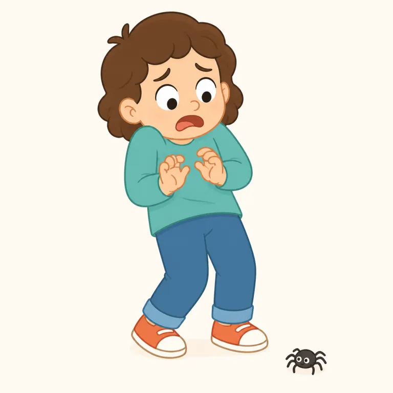 be afraid of（怖がる・イディオム）の覚え方イラスト — このエントリの「怖がる」は、恐怖の対象を前にして反応する感じを中心に覚えます