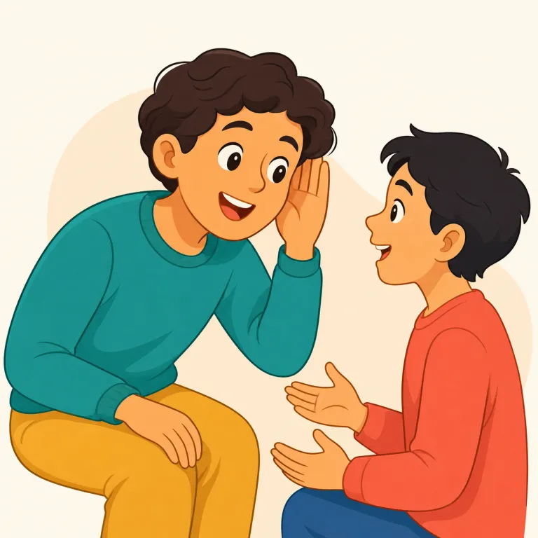 be all ears（熱心に聞く・イディオム）の覚え方イラスト — all と ears をそのまま結びつけて「体じゅうが耳になった」誇張イメージで覚えると残ります
