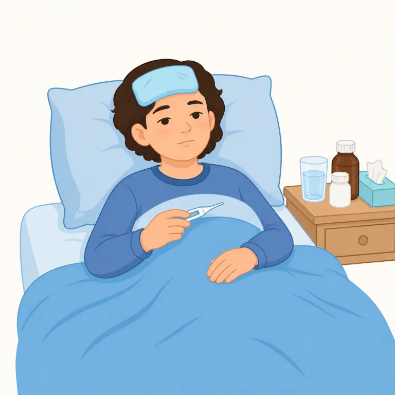 be laid up（寝込む・句動詞）の覚え方イラスト — lay は「横たえる」、laid はその過去分詞