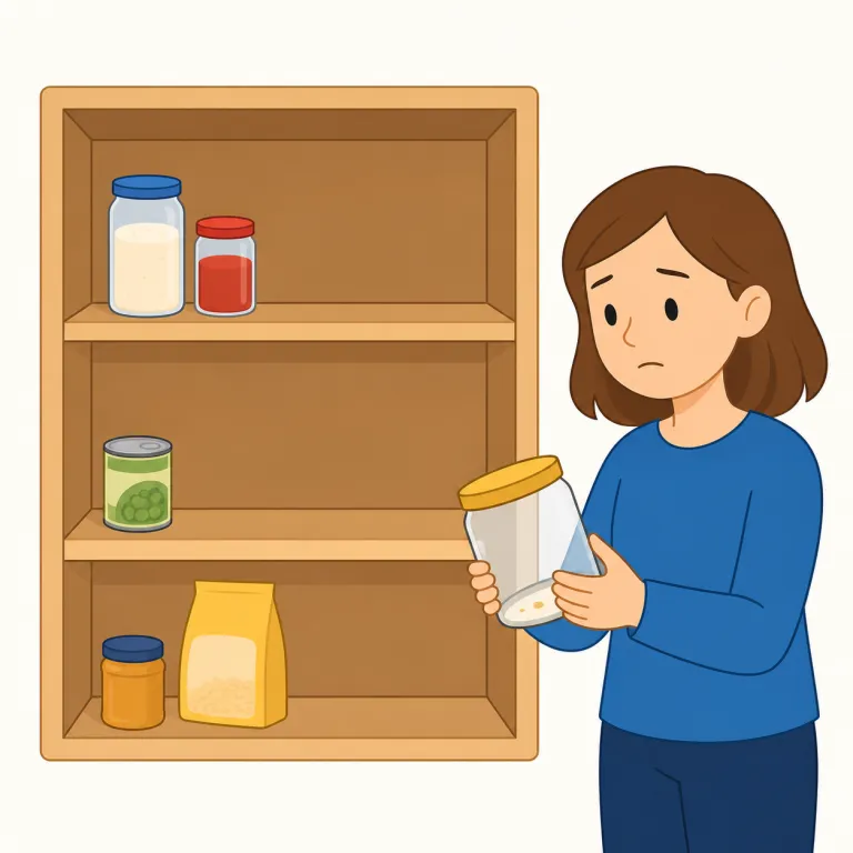 be short of（不足している・句動詞）の覚え方イラスト — be short of は、必要な物・時間・お金・人手などが十分にそろっていない状態を表します