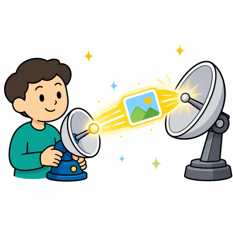 beam（送信する・verb）の覚え方イラスト
