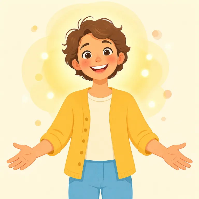 beamish（にこやかな・形容詞）の覚え方イラスト — beam は「光線」だけでなく、動詞で「満面の笑みを浮かべる」という意味があります
