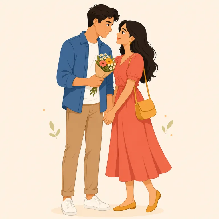beau（男性の恋人・名詞）の覚え方イラスト — フランス語で「美しい・立派な」を意味するbeauから来た語で、英語では女性に付き添う男性の恋人を指す