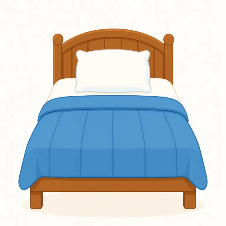 bed（ベッド・名詞）の覚え方イラスト — このエントリの bed は、寝る場所という広い意味ではなく、マットレスやフレームを備えた家具としての「ベッド」を指します