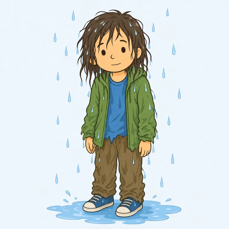bedraggled（みすぼらしい・形容詞）の覚え方イラスト — まず中心の drag を思い出すと覚えやすいです
