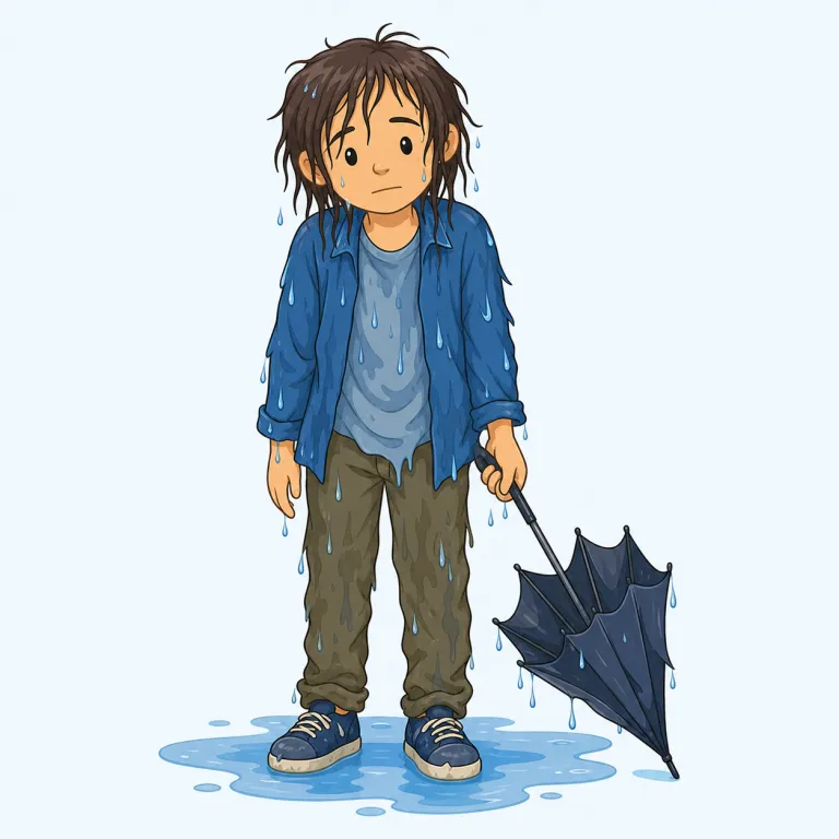 bedraggled（ずぶ濡れで乱れた・adjective）の覚え方イラスト