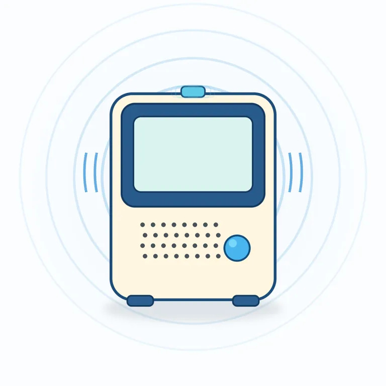 beeping（電子音が繰り返し鳴ること・名詞）の覚え方イラスト — まず動詞 beep「ピッと鳴る」を先に押さえると楽です