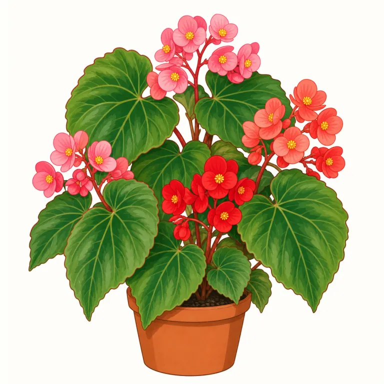 begonia（ベゴニア・名詞）の覚え方イラスト — 園芸名としてそのまま覚える語で、まず「-iaで終わる植物名は多い」とまとめて記憶すると定着しやすいです