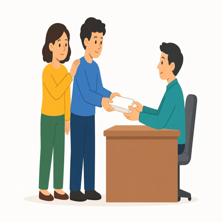behalf（代わって・名詞）の覚え方イラスト — behalf は単独で覚えるより、ほぼ決まり文句の on behalf of で丸ごと覚えるのが近道です