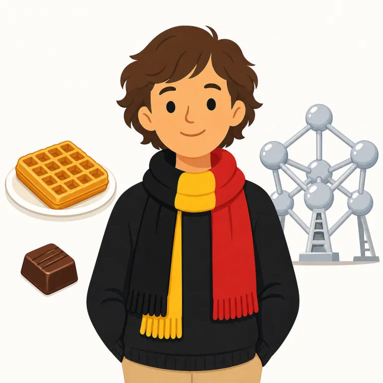 belgian（ベルギーの・形容詞）の覚え方イラスト — behind は、基準になる人や物を置いて、その背中側・裏側を指す前置詞です