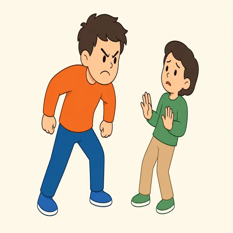 belligerent（敵対的な・adjective）の覚え方イラスト