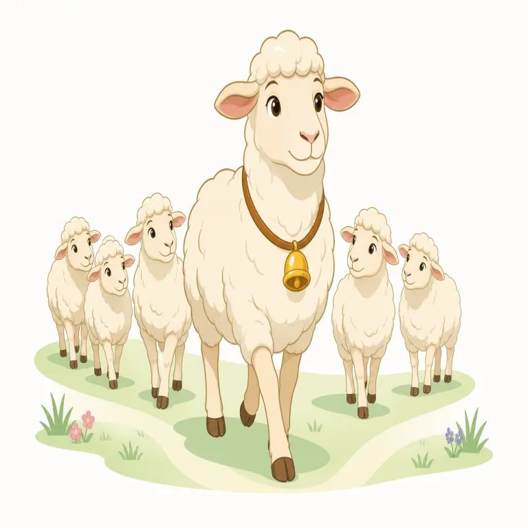 bellwether（先行指標・名詞）の覚え方イラスト — この意味の bellwether は、単なる「先導者」ではなく、周囲より先に動くために全体の流れを読む手がかりになる「先行指標」です