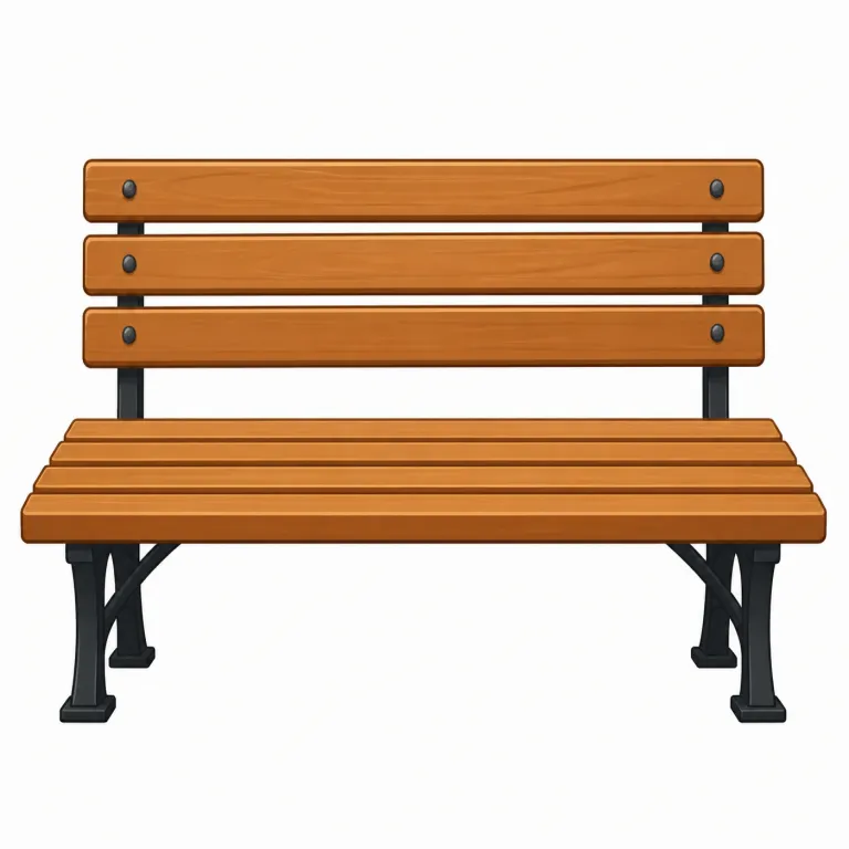 bench（ベンチ・名詞）の覚え方イラスト — bench はまず「長い腰掛け・ベンチ」を思い出す