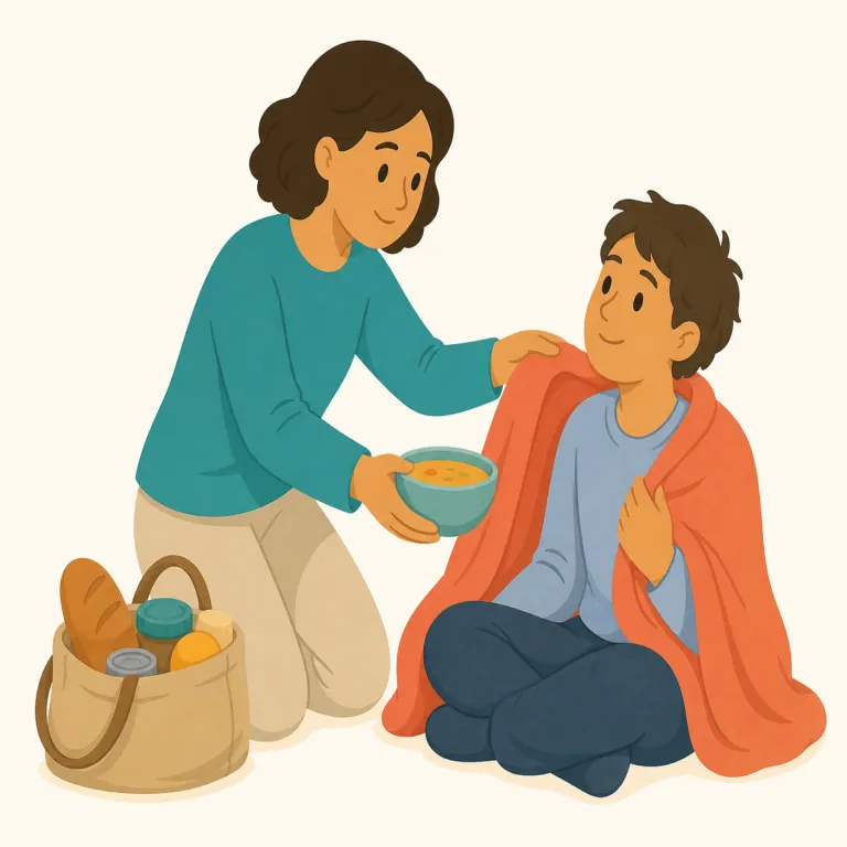 beneficent（慈悲深い・形容詞）の覚え方イラスト — benefit（利益・恩恵）が見えると覚えやすい語です