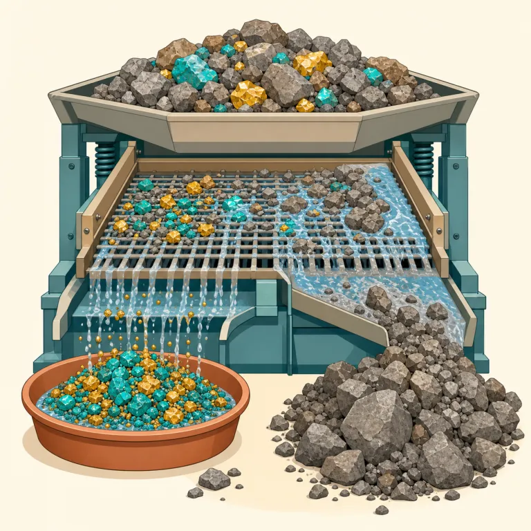 beneficiation（選鉱・名詞）の覚え方イラスト — benefit「利益・役立ち」、beneficial「有益な」、beneficiary「受益者」を知っていれば、beneficiation は「役立つ度合い・価値を上げる工程…