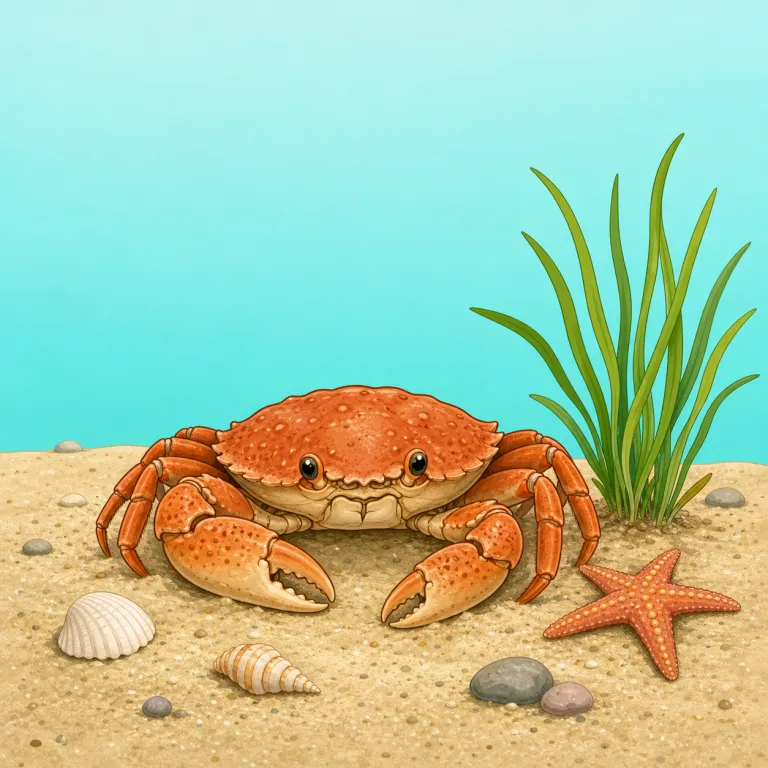 benthic（底生の・形容詞）の覚え方イラスト — 海の生き物を表す語は、泳ぎ回るものなら pelagic（外洋の）、底にすむものなら benthic、という対比で覚えると定着しやすいです