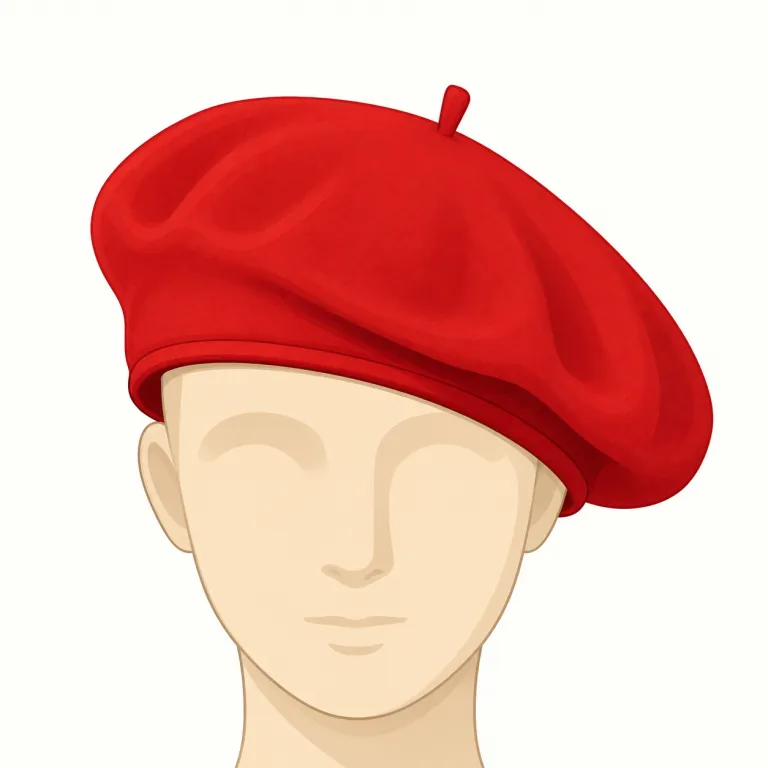 beret（ベレー帽・名詞）の覚え方イラスト — 日本語の「ベレー帽」とほぼ同じ対象を指すので、まず hat の中でもかなり限定的な種類名だと押さえると覚えやすいです