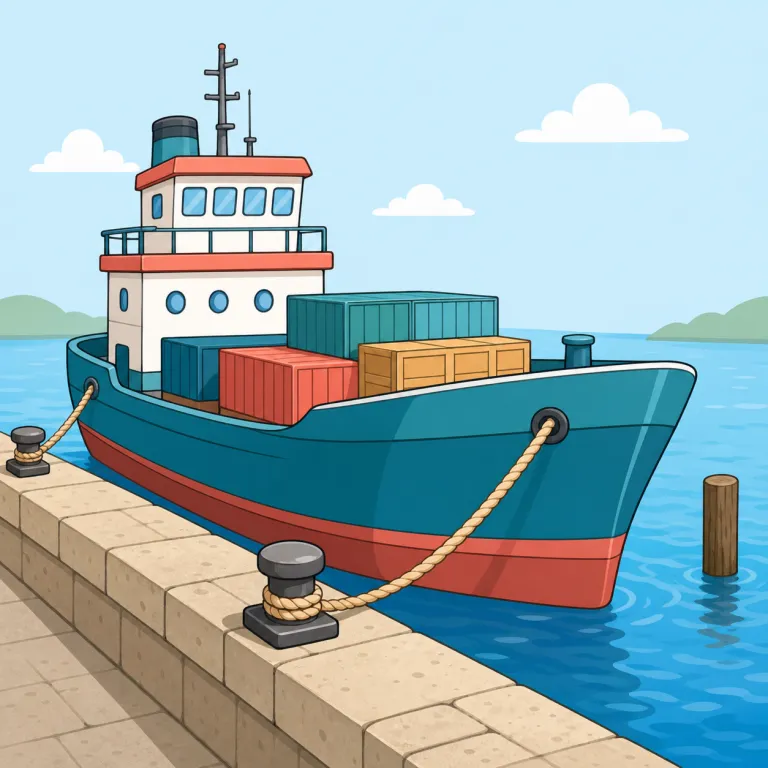 berthed（停泊した、停泊中の・形容詞）の覚え方イラスト — まず berth を「船の決まった停泊スペース」とセットで覚えると、berthed は『そのスペースに入っている状態』と取りやすいです