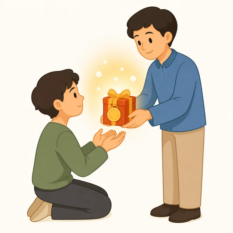 bestowing（授けること、授与していること・動詞）の覚え方イラスト — bestowing は bestow の -ing 形で、「授けること、授与していること」という格式ばった動作を表します