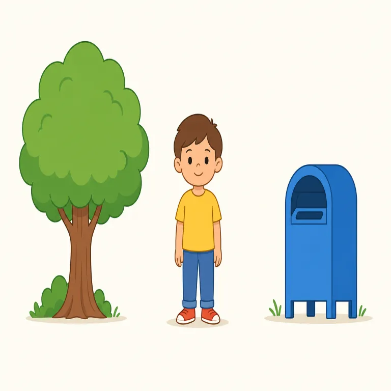 between a and b（AとBの間・イディオム）の覚え方イラスト — between は「A と B の二つをはっきり置き、その間を見る」形ごと覚えると定着しやすい表現です
