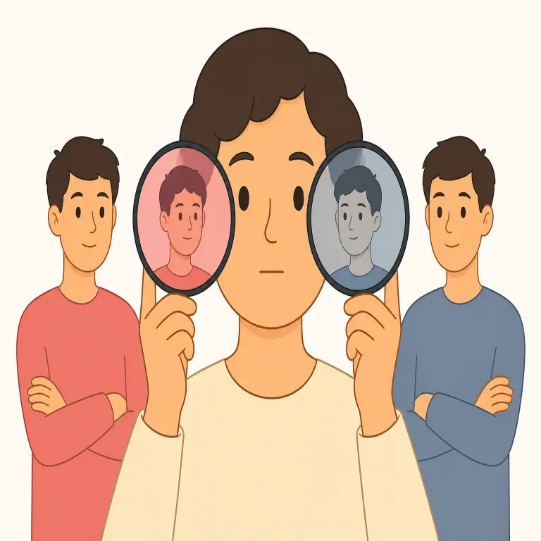 bias（偏見・名詞）の覚え方イラスト — 名詞の bias は「ものを見るレンズが少し傾いている状態」と考えると定着します