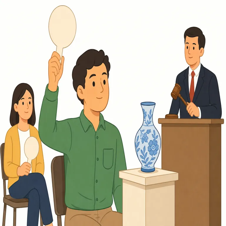 bid（入札する、値をつける・動詞）の覚え方イラスト — buy のようにその場で「買う」のではなく、まず値段や条件を出して競う動作だと押さえると覚えやすい語です
