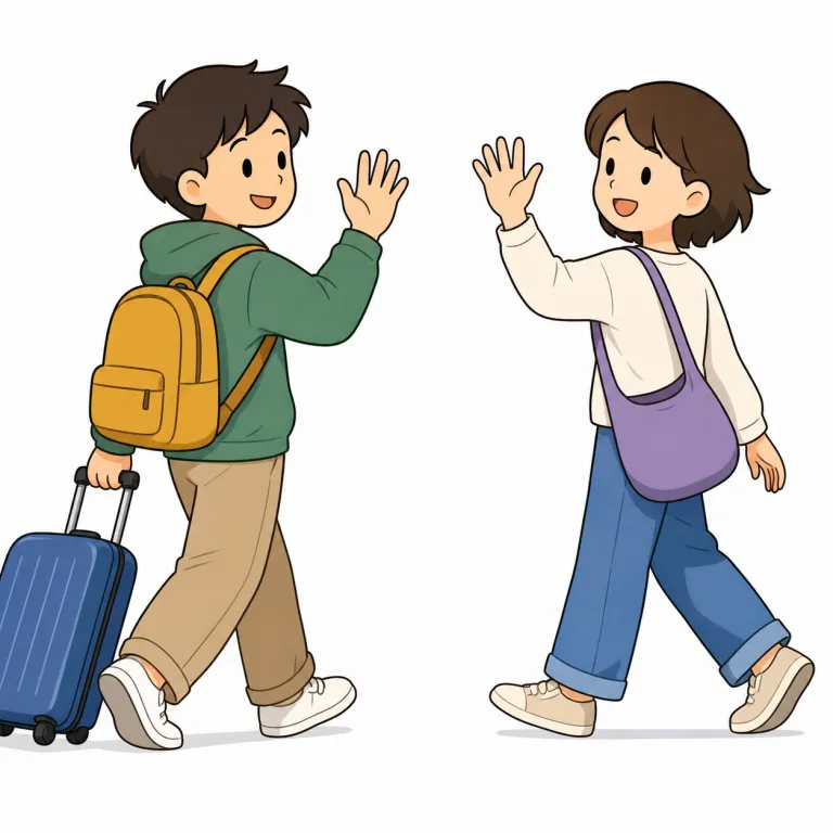 bid（別れを告げる、あいさつする・verb）の覚え方イラスト