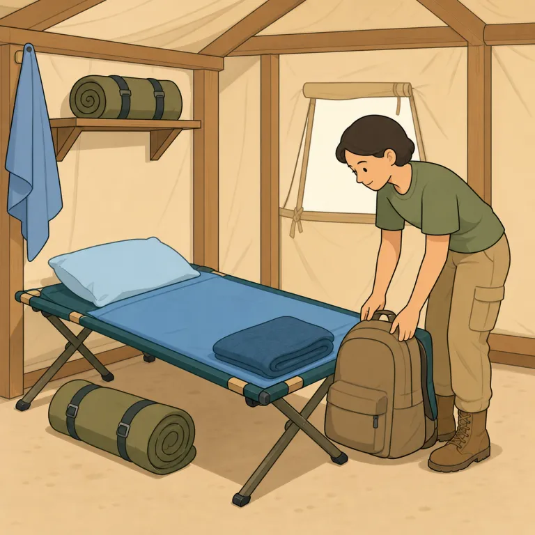 billet（宿舎・名詞）の覚え方イラスト — 名詞 billet は「自分で選ぶ宿」ではなく、「上から指定される寝泊まり先」と整理すると区別しやすい語です