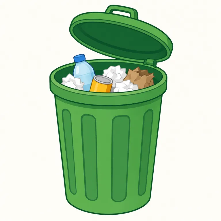 bin（ゴミ箱・名詞）の覚え方イラスト — bin はまず「物をぽんと入れておく小さめの容器」として覚えると広がりやすいです