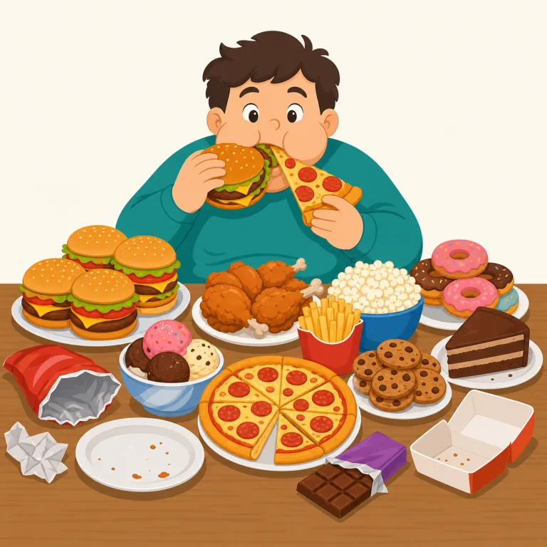 binging（ドカ食いする・動詞）の覚え方イラスト — binge は binge-watch で見たことがあれば、「短時間にやりすぎる」の核を持つ語だと覚えやすいです