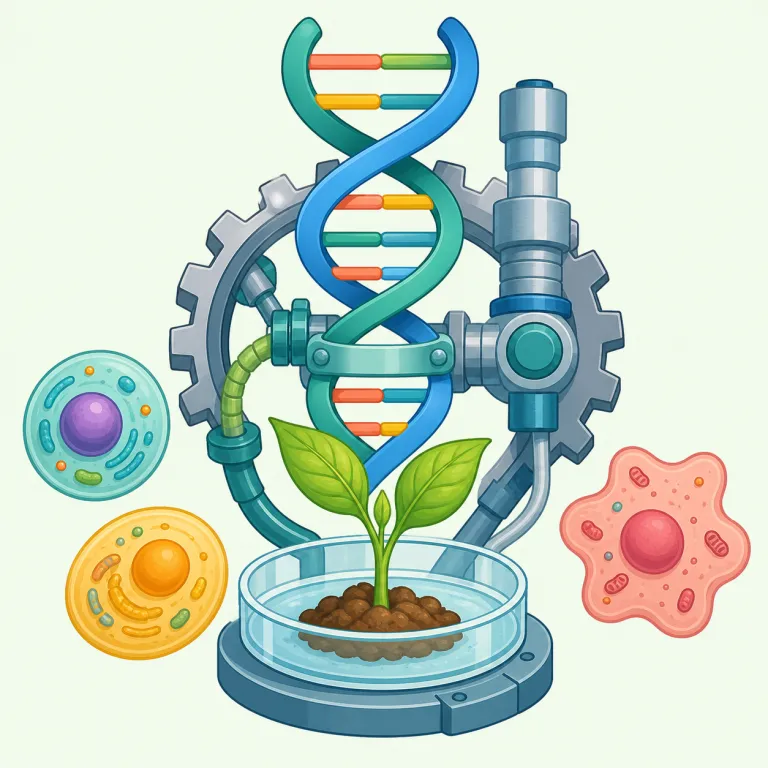 bioengineering（生物工学・名詞）の覚え方イラスト — bio- が付く語は biology, biodegradable など「生命・生物」系、engineering は「理屈を実用品に落とす」学問だと押さえると、bioe…