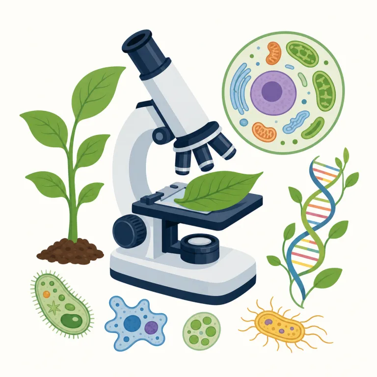 biology（生物学・名詞）の覚え方イラスト — biology は bio-「生命」と -logy「学問・研究」から成る語で、学校科目や研究分野としての「生物学」を表す代表的な名詞です
