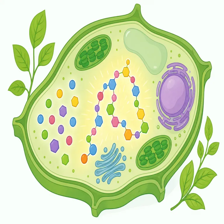 biosynthesis（生合成・名詞）の覚え方イラスト — bio- は biology, biodegradable などの「生命・生物」、synthesis は synthesize「複数の材料を組み合わせて作る」を思い出すと、b…