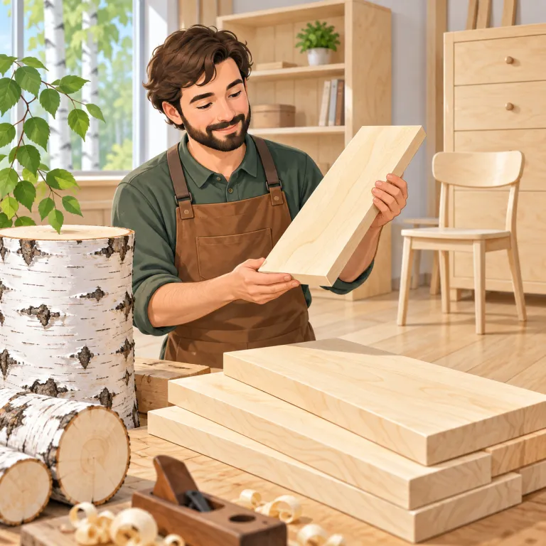 birchwood（白樺材・noun）の覚え方イラスト