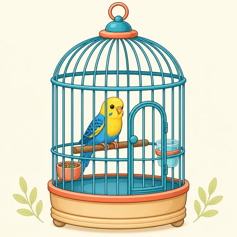 birdcage（鳥かご・名詞）の覚え方イラスト — bird「鳥」＋ cage「かご」という意味がそのまま見える複合語です