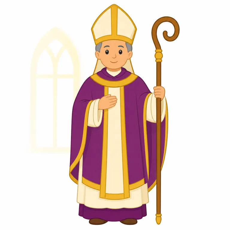 bishop（司教・名詞）の覚え方イラスト — bishop はキリスト教の役職名で、「司教」を指します