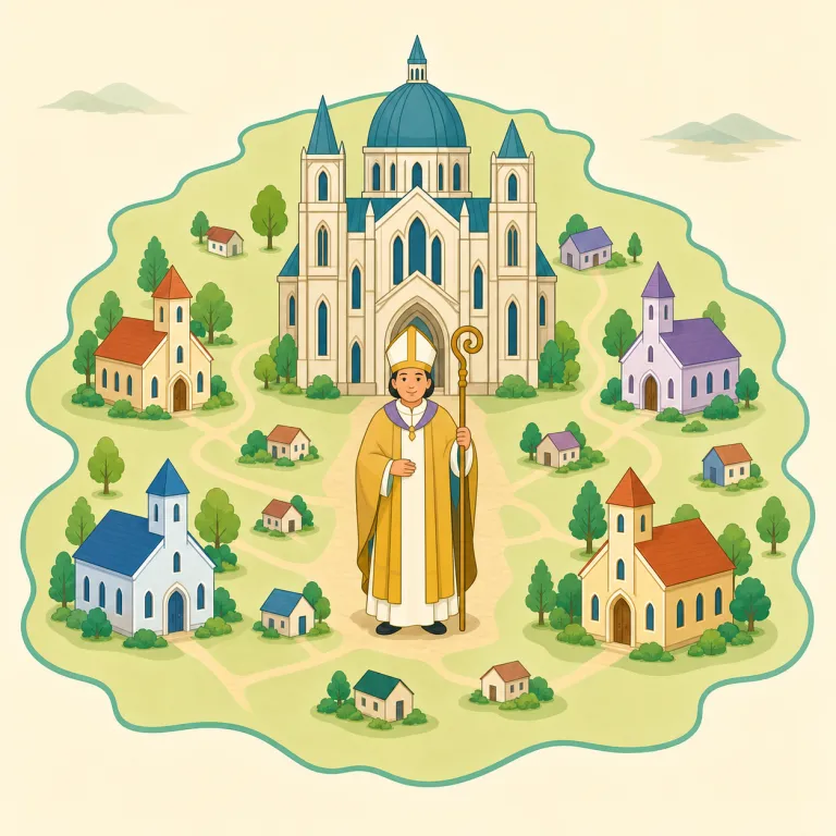 bishopric（司教区・名詞）の覚え方イラスト — bishop を知っていれば核はつかめます